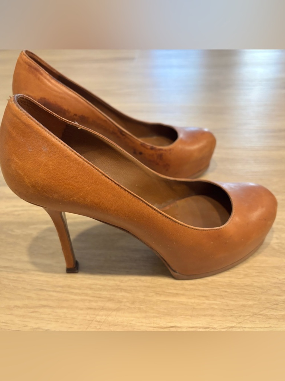 Yves Saint Laurent YSL Tribtoo Platform Heels Pumps Shoes Brown Leather 37  $995 - Picture 2 of 9